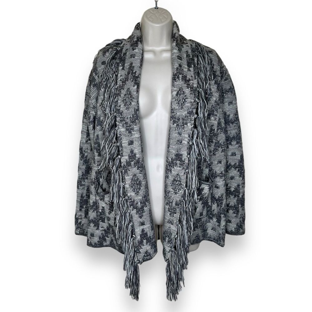 Shyanne Fringe Tassel Open Front Cardigan Sweater Coat Coatigan Women Medium